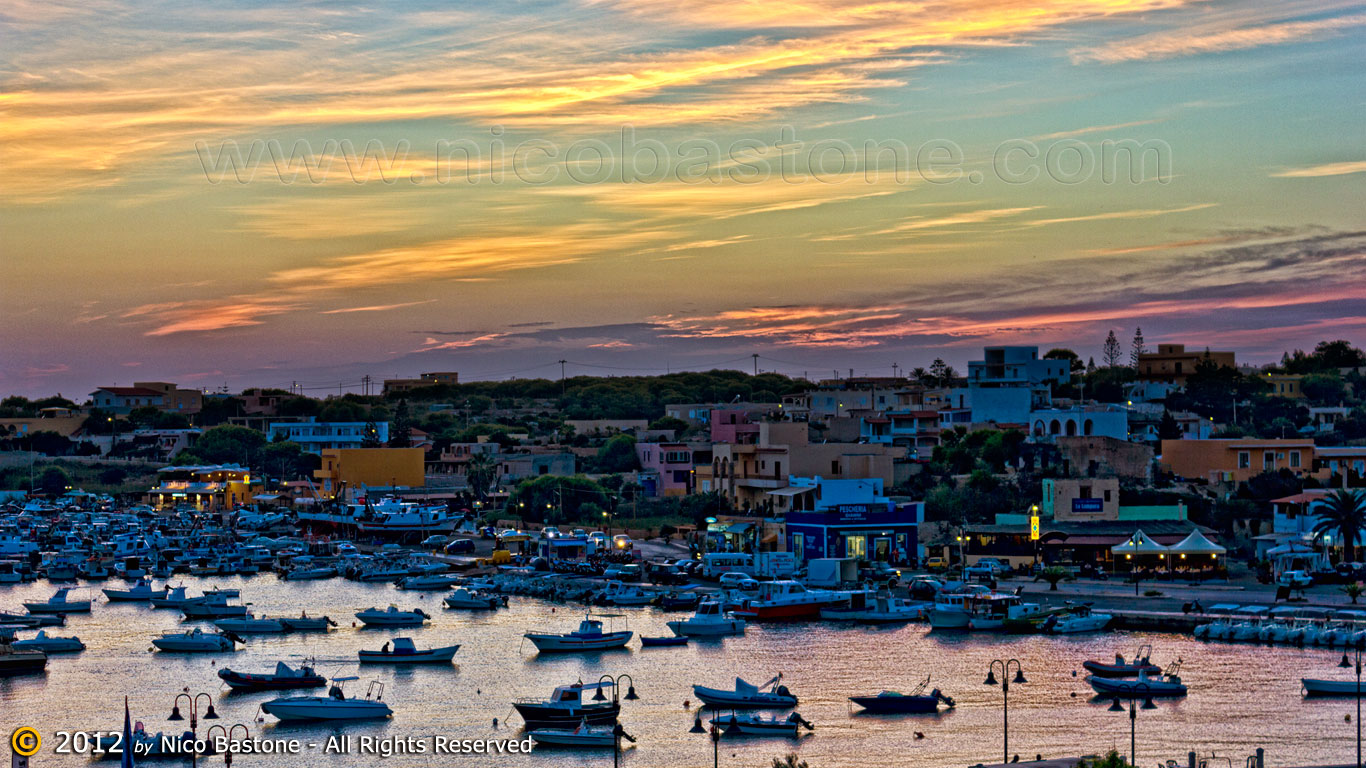 Lampedusa 08, Isole Pelagie "Tramonto con barche - Sunset with boats" 