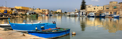 Mazara del Vallo TP "Fiume Mazaro. Panorama con barche - Mazaro River. Seascape with boats" 2400x768