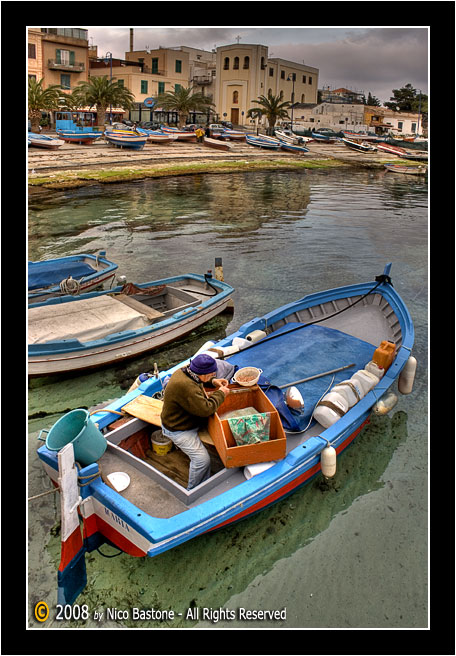 Mondello, Palermo "Porticciolo con barche - The little harbor with boats" 2