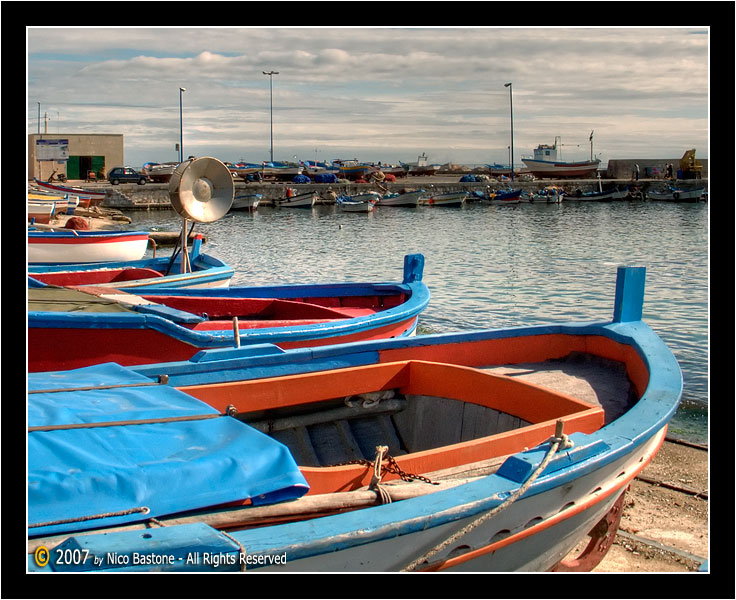 Mondello, Palermo "Paesaggio con barche 2 - Seascape with boats # 2"