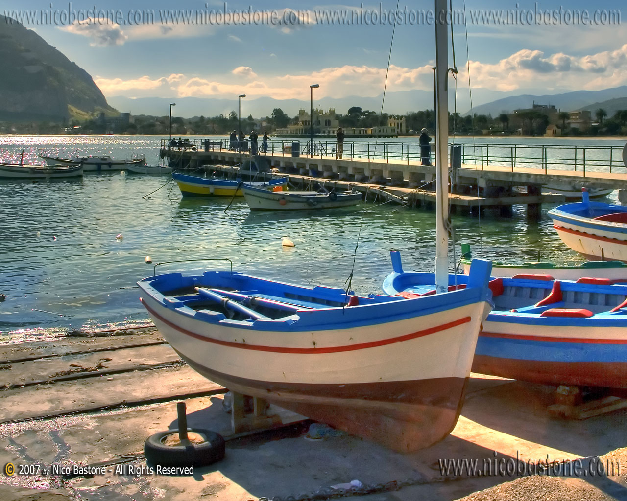 Mondello, Palermo "Paesaggio con barche 3 - Seascape with boats # 3" foto photos, images, pictures, fotos, pics - Wallpapers 1280x1024 Sfondi per Desktop