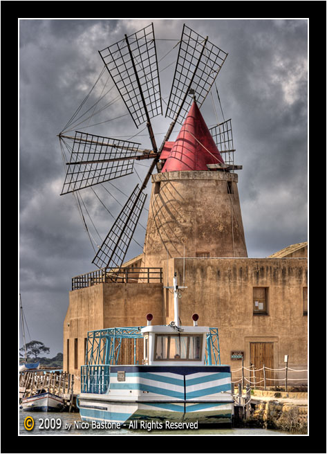 Mozia - Mothia, Motya, Marsala TP "Lo stagnone, le saline e i mulini a vento - The Saline (salt production) windmill 02"