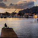 Palermo, La Cala "Pescatore al tramonto - Fisherman at sunset"