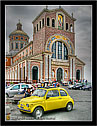 Tindari (Tyndaris), Patti "Il Santuario e la Fiat Cinquecento gialla - The Sanctuary and the yellow Fiat car 500" HDR, High Dynamic Range