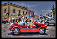 Ustica PA "la cinquecento cabriolet - the red Fiat car 500" - Elaborazione grafica in HDR, High Dynamic Range