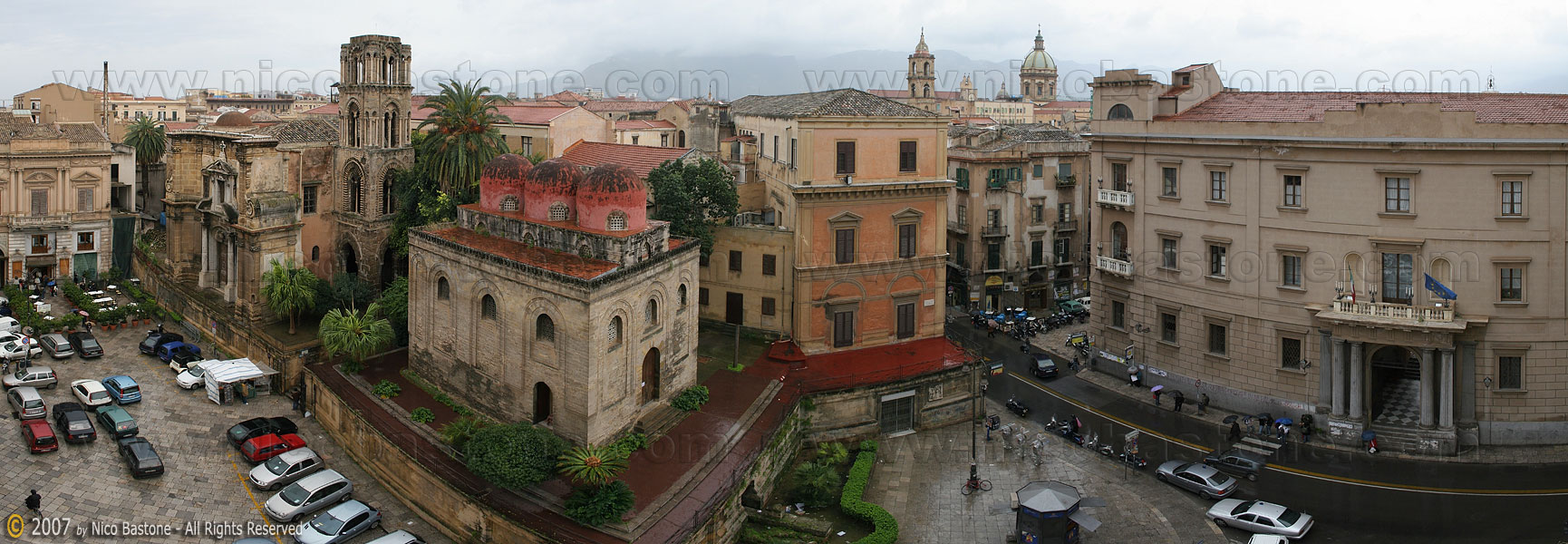 Panoramic Photography - Foto Panoramiche - "La Martorana" - Piazza Bellini - Via Maqueda - PALERMO - Panorama - A large view - 1730x600