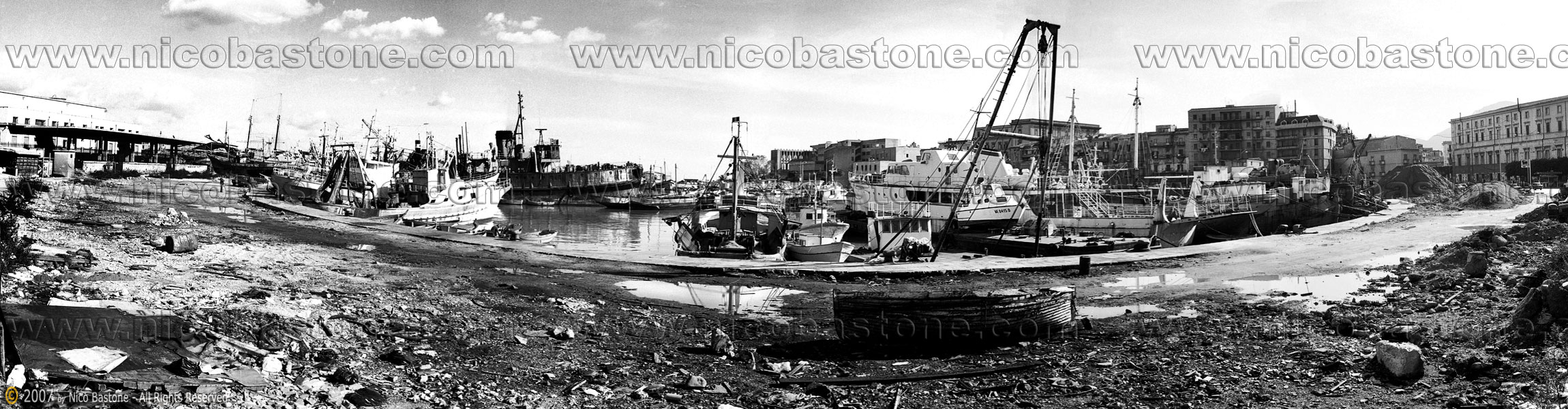 Panoramic Photography - Foto Panoramiche - "La Cala" - Palermo. Aprile, April 1979 - Panorama - A large view - 2300x600