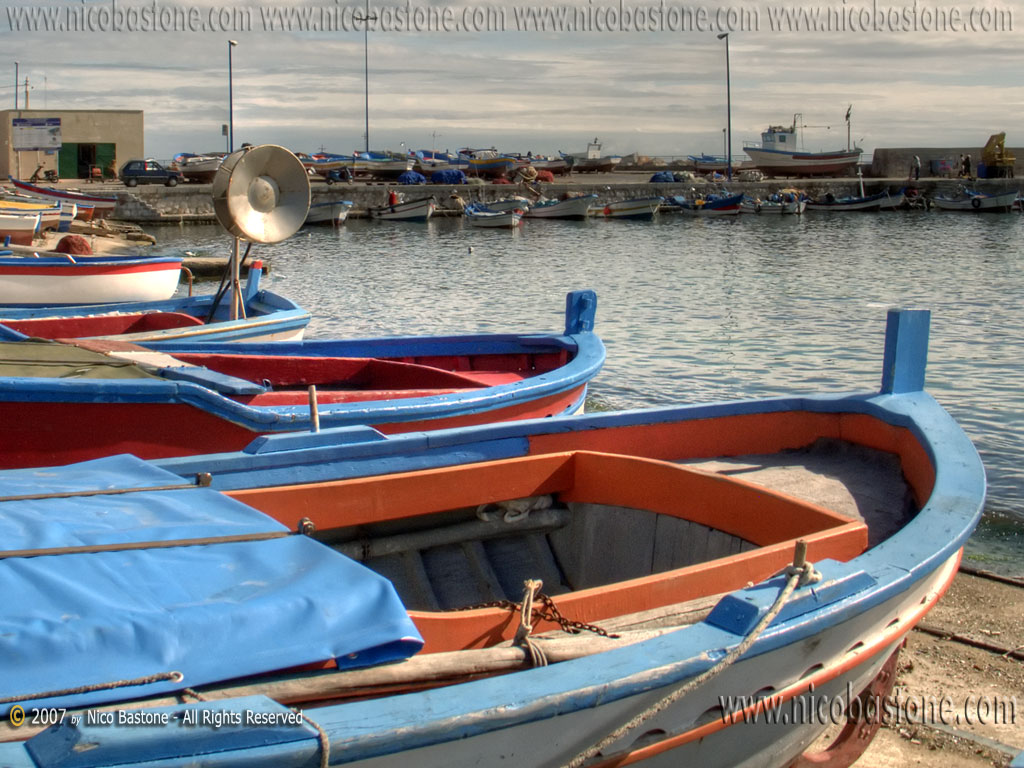 Mondello, Palermo "Paesaggio con barche 2 - Seascape with boats # 2"